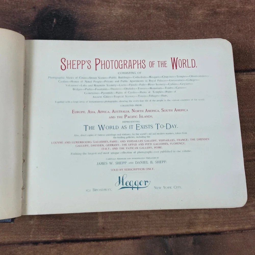 Shepp's Photographs of the World Book 1891 Black Good Antique Travel History